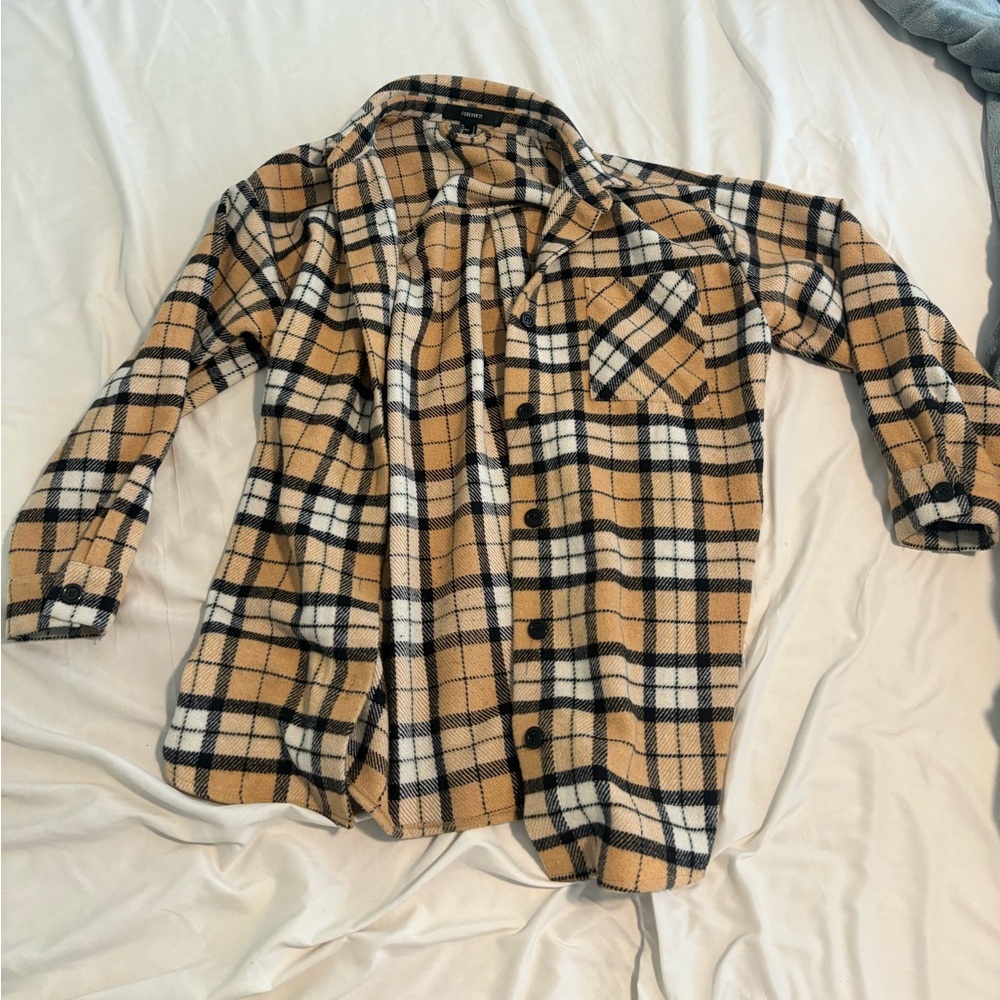 Neutral colored flannel jacket